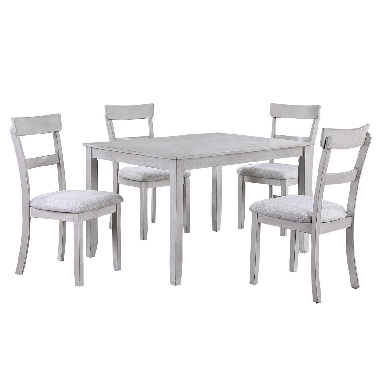 Charlotte 5 Piece Dining Table And Chairs Set, Wood, Farmhouse, White -Saltoro Sherpi