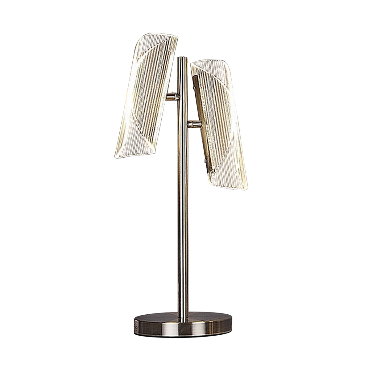 Spark 23 Inch Table Lamp With Metal Base And 2 Geometric Shades, Gold -Saltoro Sherpi