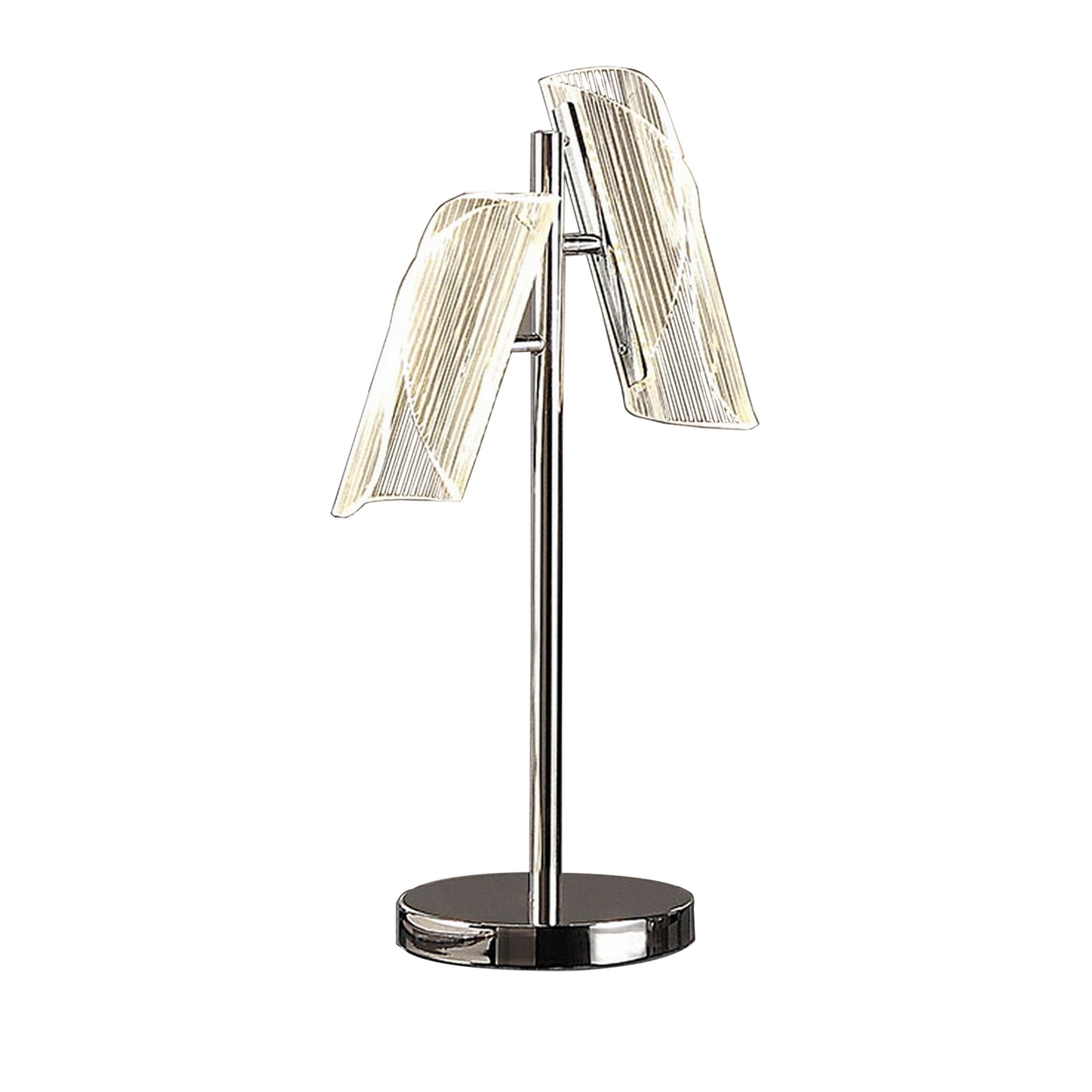 Spark 23 Inch Table Lamp, 2 Cylindrical Shades, Bright Nickel Silver Finish -Saltoro Sherpi