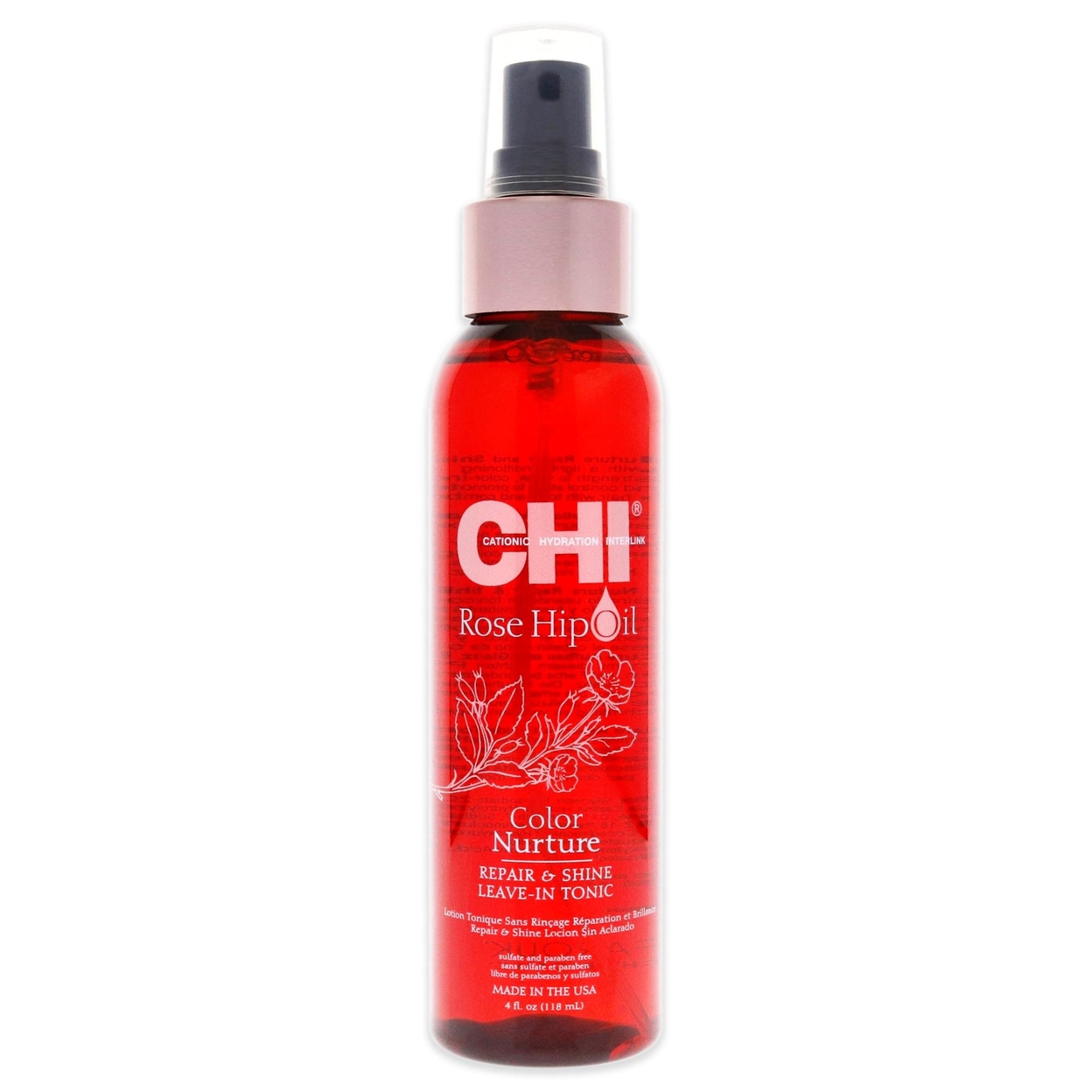 CHI Rose Hip Oil Color Nurture Repair And Shine Leave-In Tonic Hair Spray 4 Oz