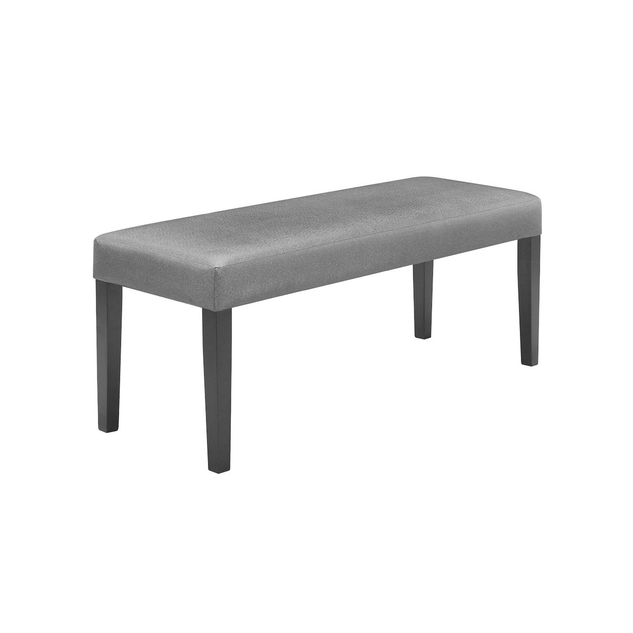 Brandon 46 Inch Bench, Black Wood Frame, Gray Fabric Upholstery -Saltoro Sherpi