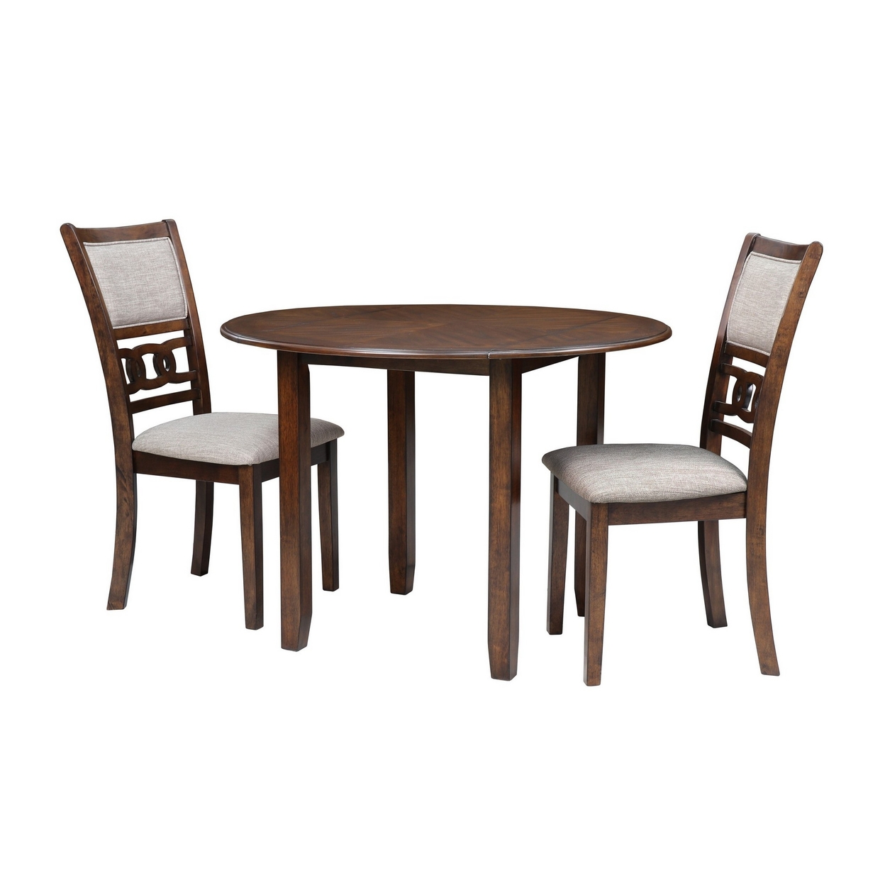 3pc 42 Inch Dining Table Set, Extendable Drop Leaves, 2 Chairs, Brown -Saltoro Sherpi