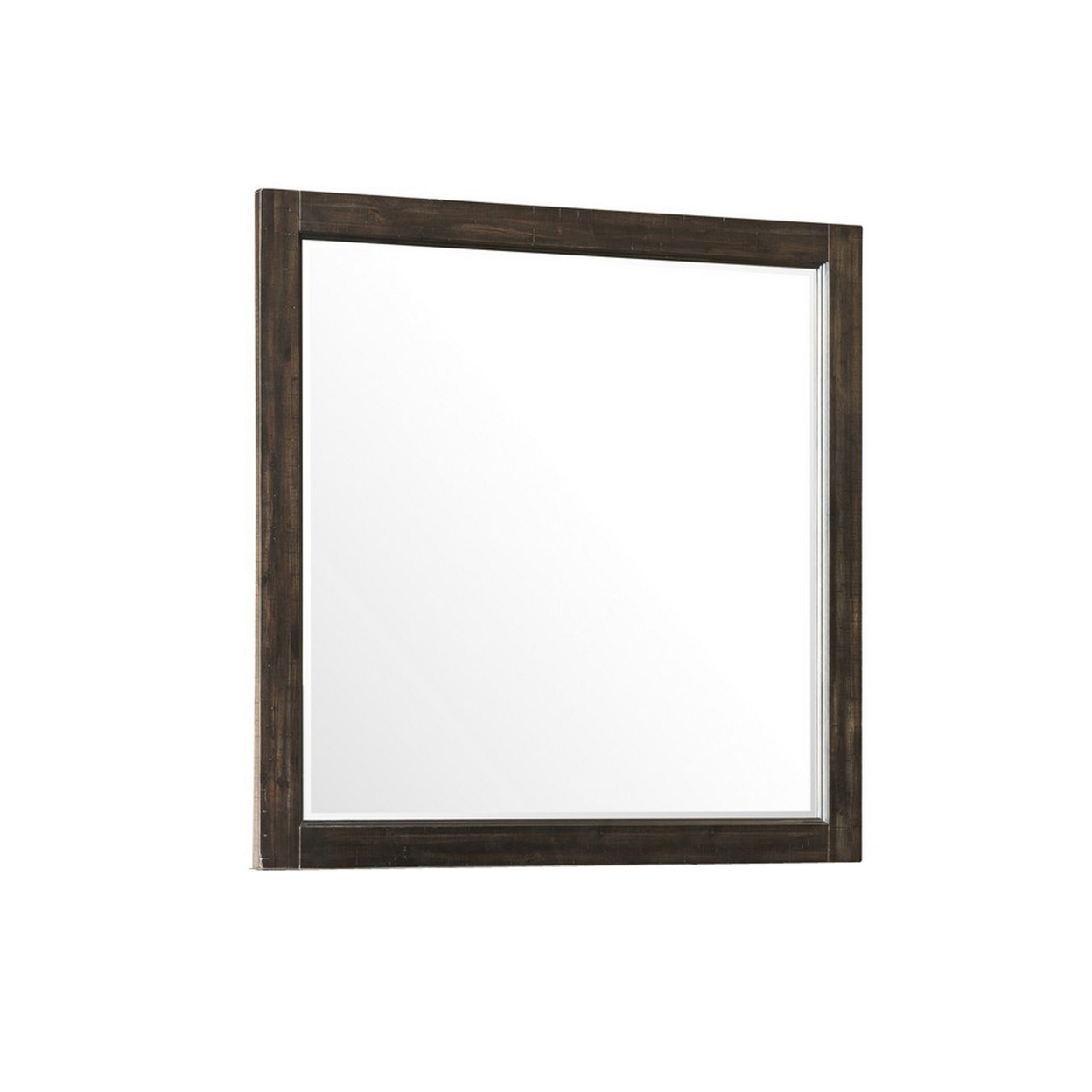 Annu 43 X 43 Dresser Mirror, Transitional, Square Walnut Brown Wood Frame -Saltoro Sherpi
