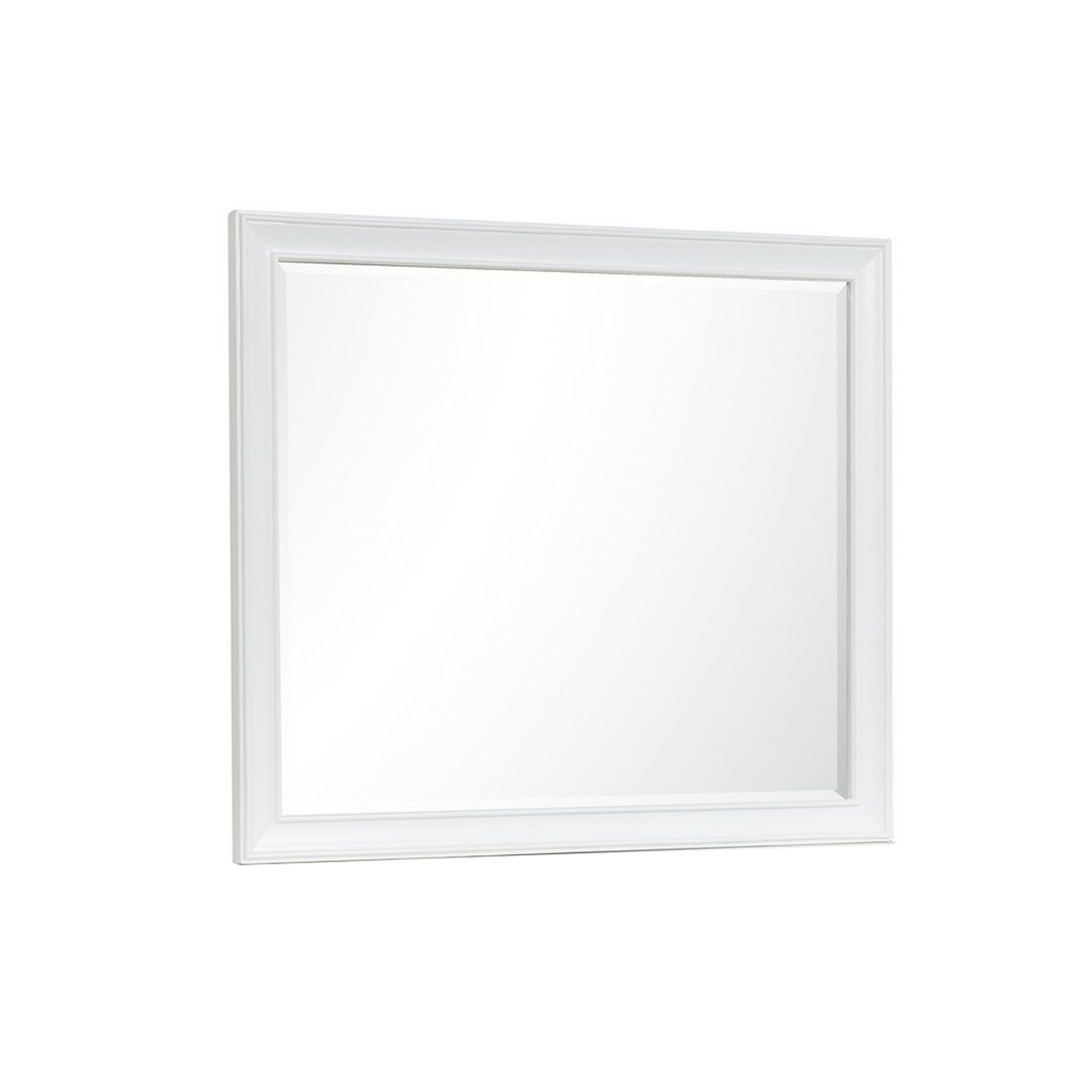 Limi 37 X 43 Dresser Mirror, Modern Wood Frame, White Brushed Finish -Saltoro Sherpi