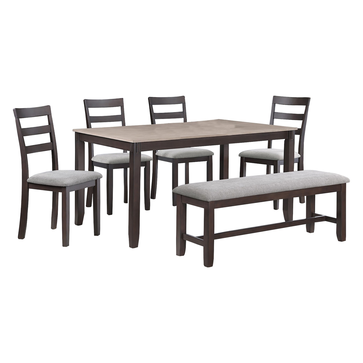 Cameron 5 Piece Dining Table And Chairs Set, Transitional Brown Wood -Saltoro Sherpi