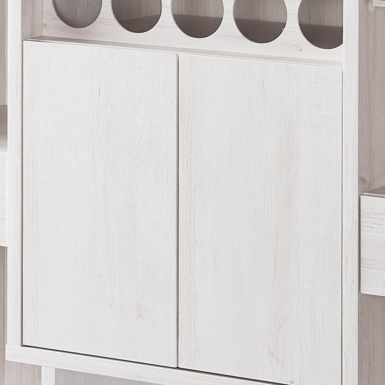 2 Door Wooden Buffet With 4 Open Compartments, White- Saltoro Sherpi