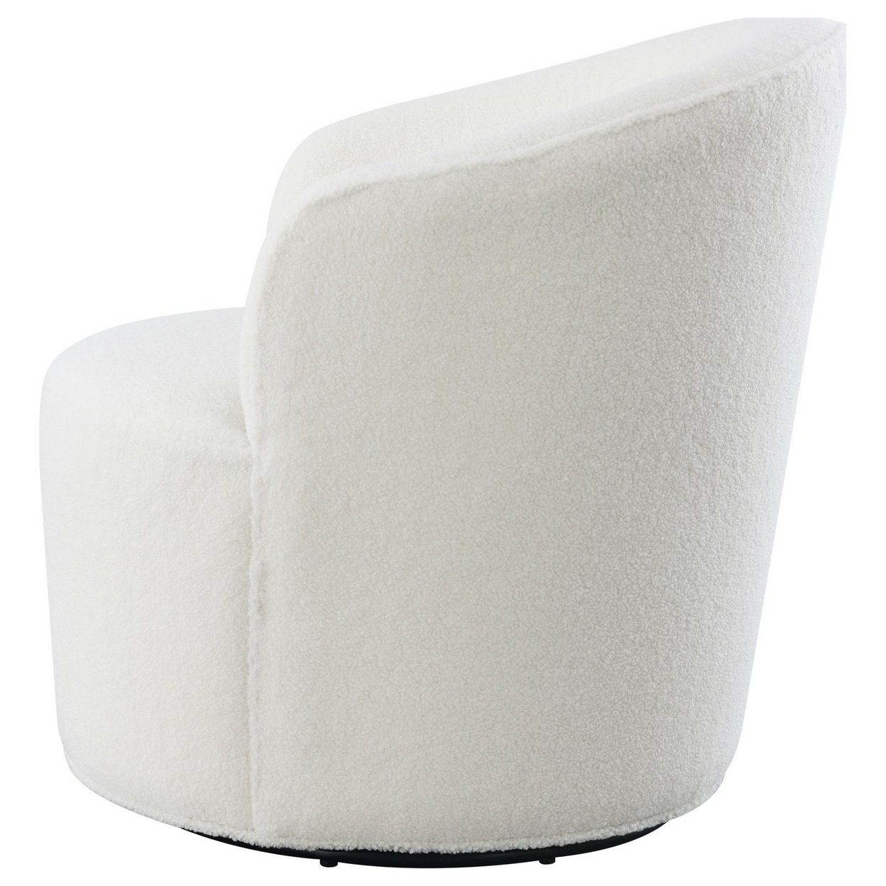 30 Inch Swivel Accent Chair, Barrel Inspired Design, Faux Sheepskin, White -Saltoro Sherpi