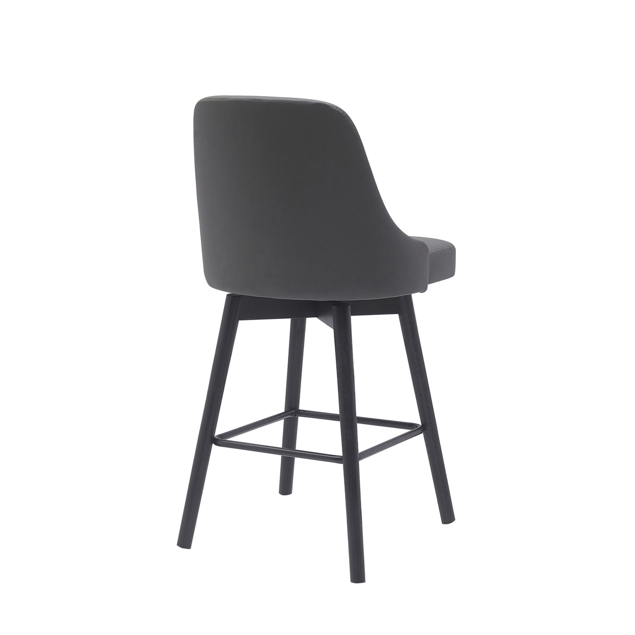 Sean 26 Inch Counter Stool Chair, Parson Style, Swivel, Gray Faux Leather - Saltoro Sherpi