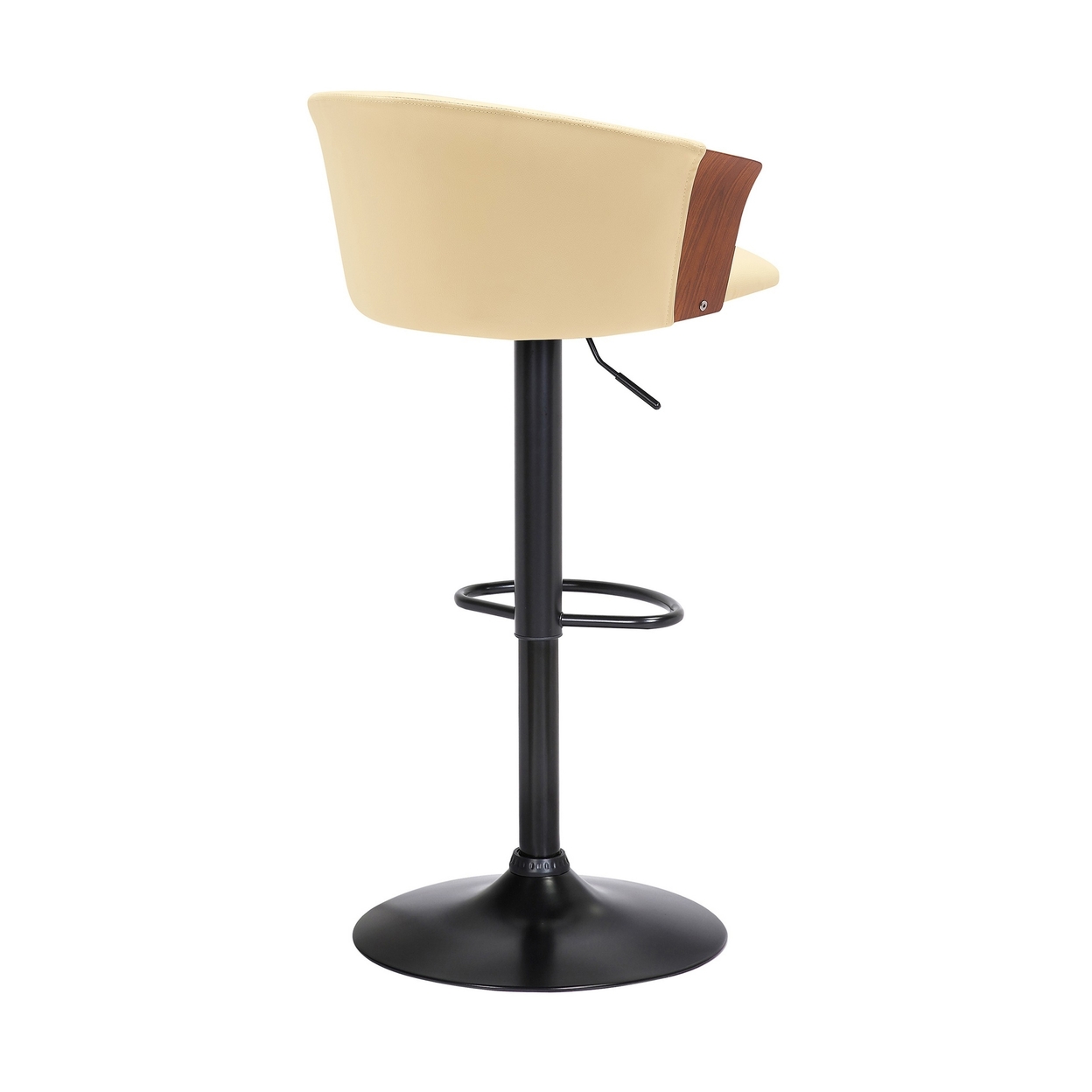Liz 24-33 Inch Adjustable Height Swivel Barstool Chair, Cream Faux Leather - Saltoro Sherpi