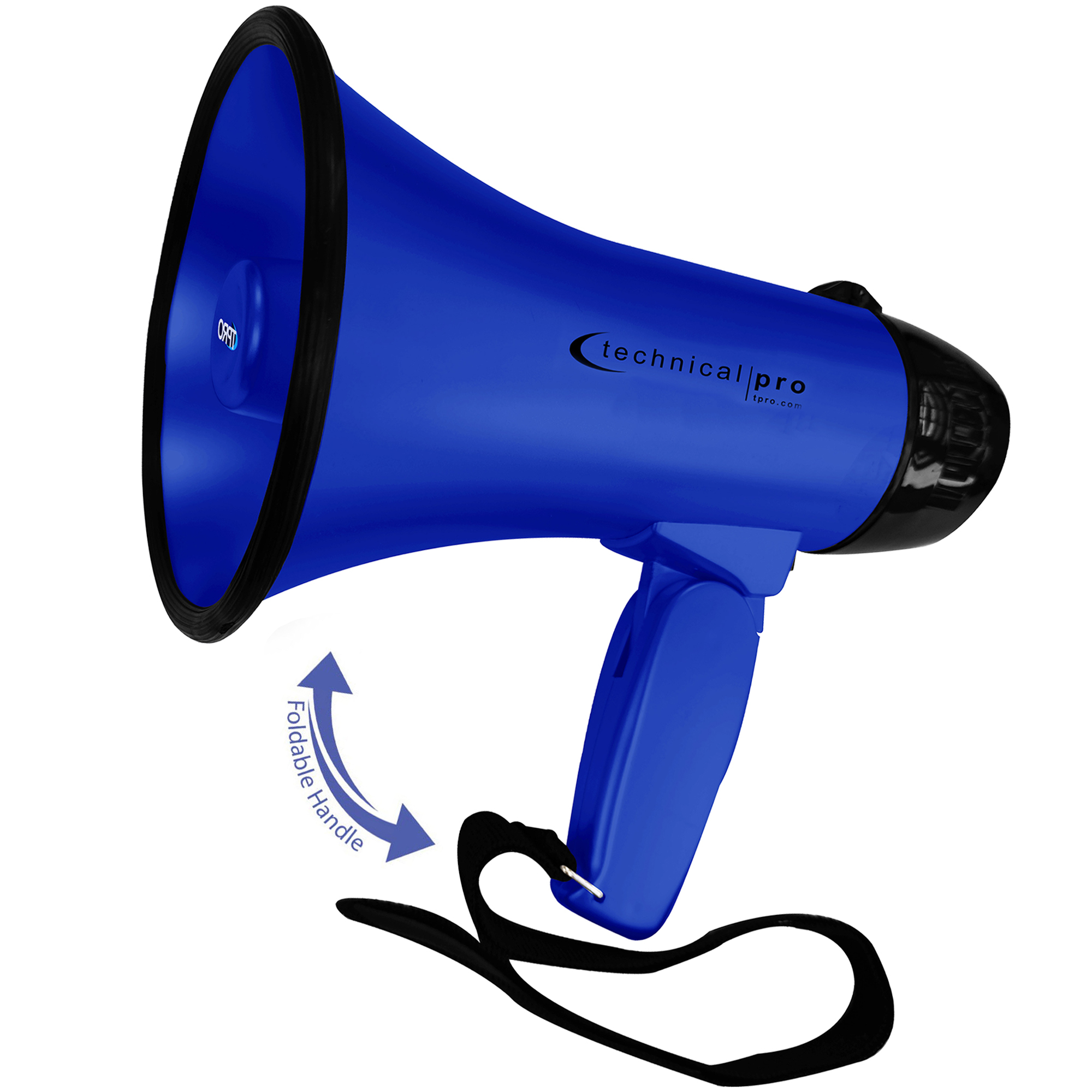 Technical Pro Lightweight Portable 20 Watts Blue And Black Megaphone Bullhorn 300M Range With Strap, Siren, And Volume Control