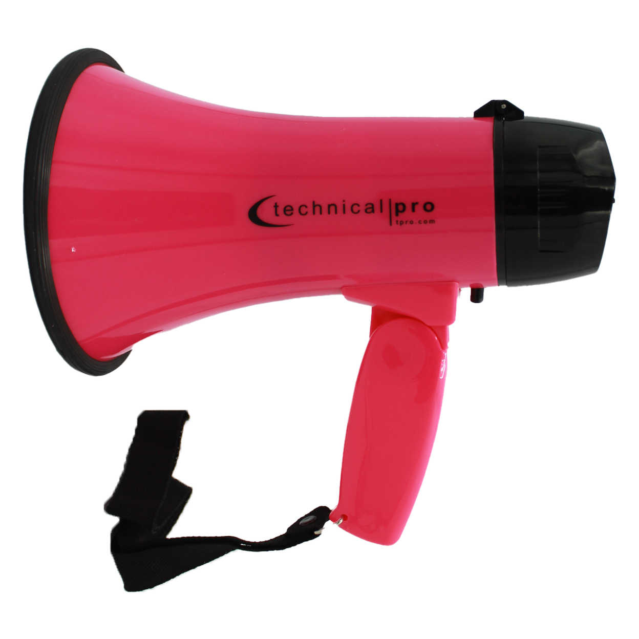 Technical Pro Lightweight Portable 20 Watts Pink And Black 300M Range Megaphone Bullhorn With Strap, Siren, And Volume Control