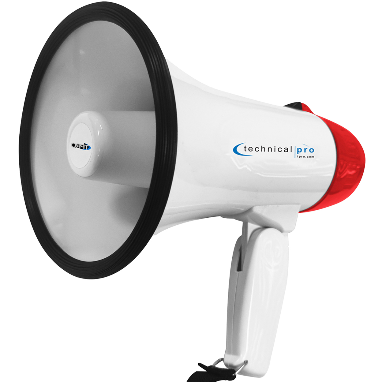 Technical Pro 40 Watts Lightweight Portable 300M Range White And Red Megaphone Bullhorn With Strap, Siren, And Volume Control