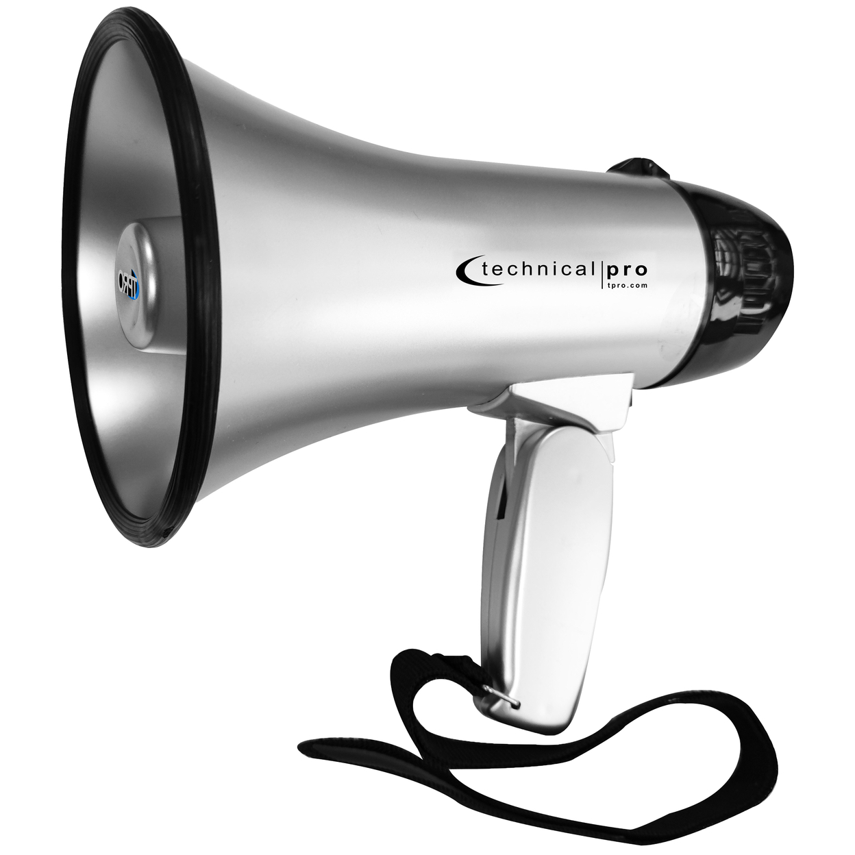 Technical Pro Lightweight Portable 20 Watts Silver And Black 300M Range Megaphone Bullhorn With Strap, Siren, And Volume Control
