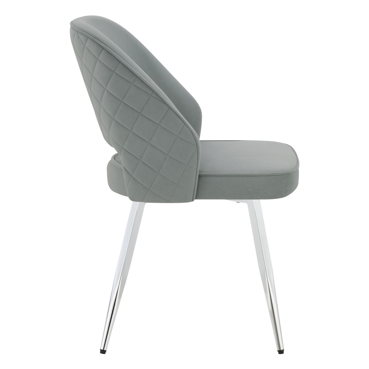 21 Inch Dining Chair, Set Of 2, Curved Back, Gray Velvet Fabric, Metal Legs- Saltoro Sherpi
