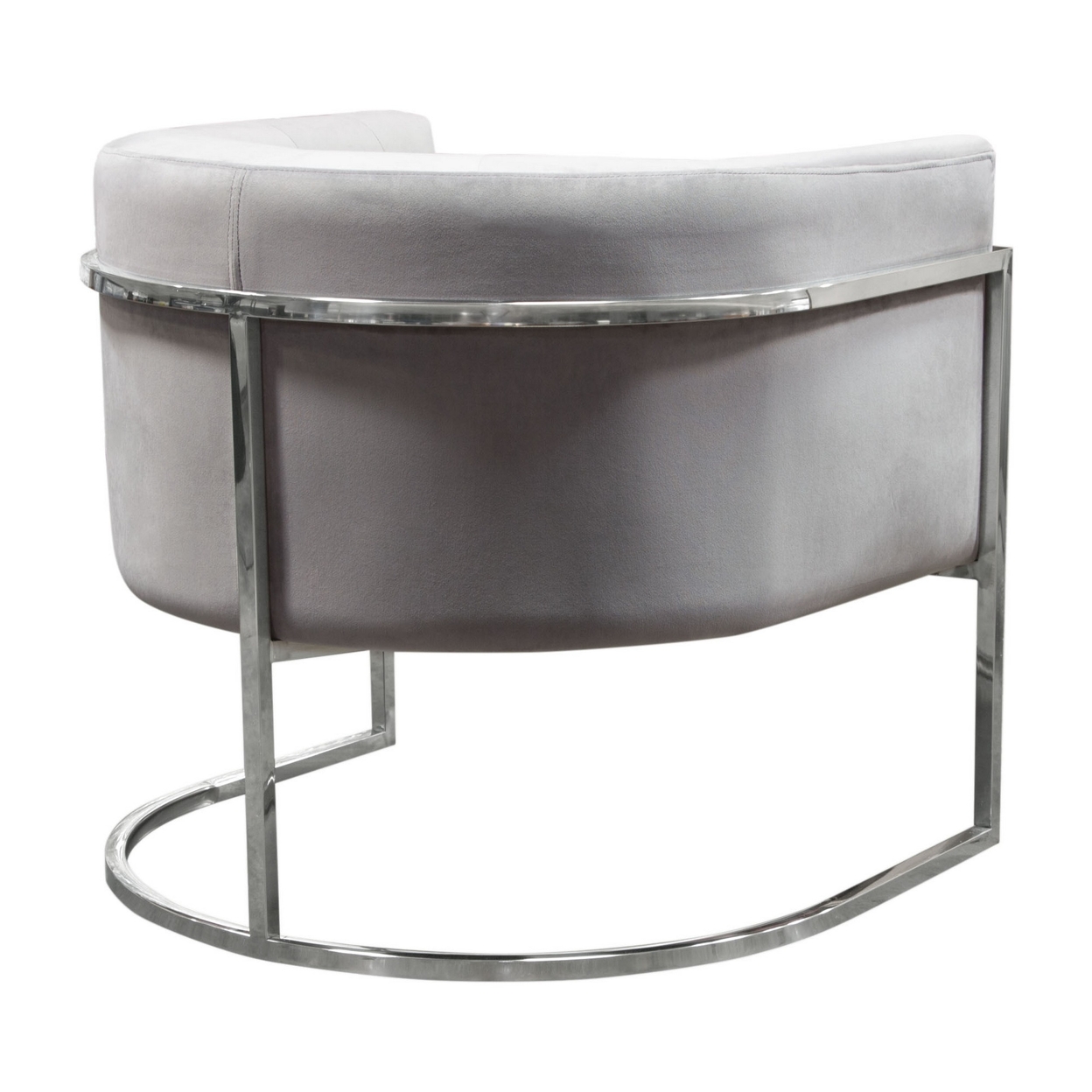 Kel 31 Inch Cantilever Accent Chair, Gray Velvet, Silver Stainless Steel- Saltoro Sherpi