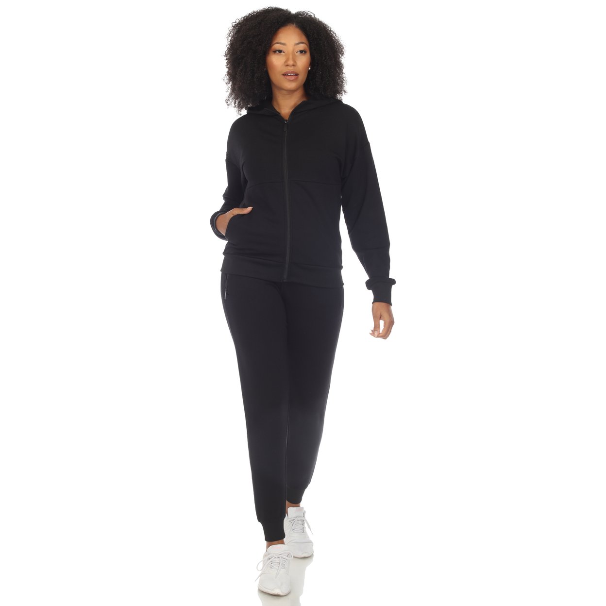 White Mark Women's 2-PC Fleece Sweatsuit Set - Black, Small