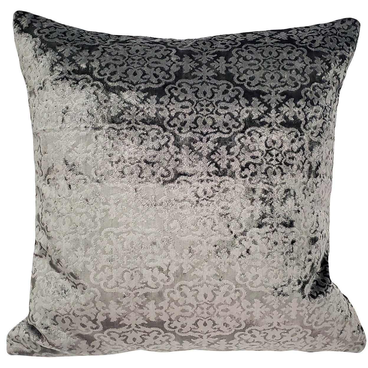 Artemis Pewter Gray Velvet Throw Pillow 20x20, With Polyfill Insert