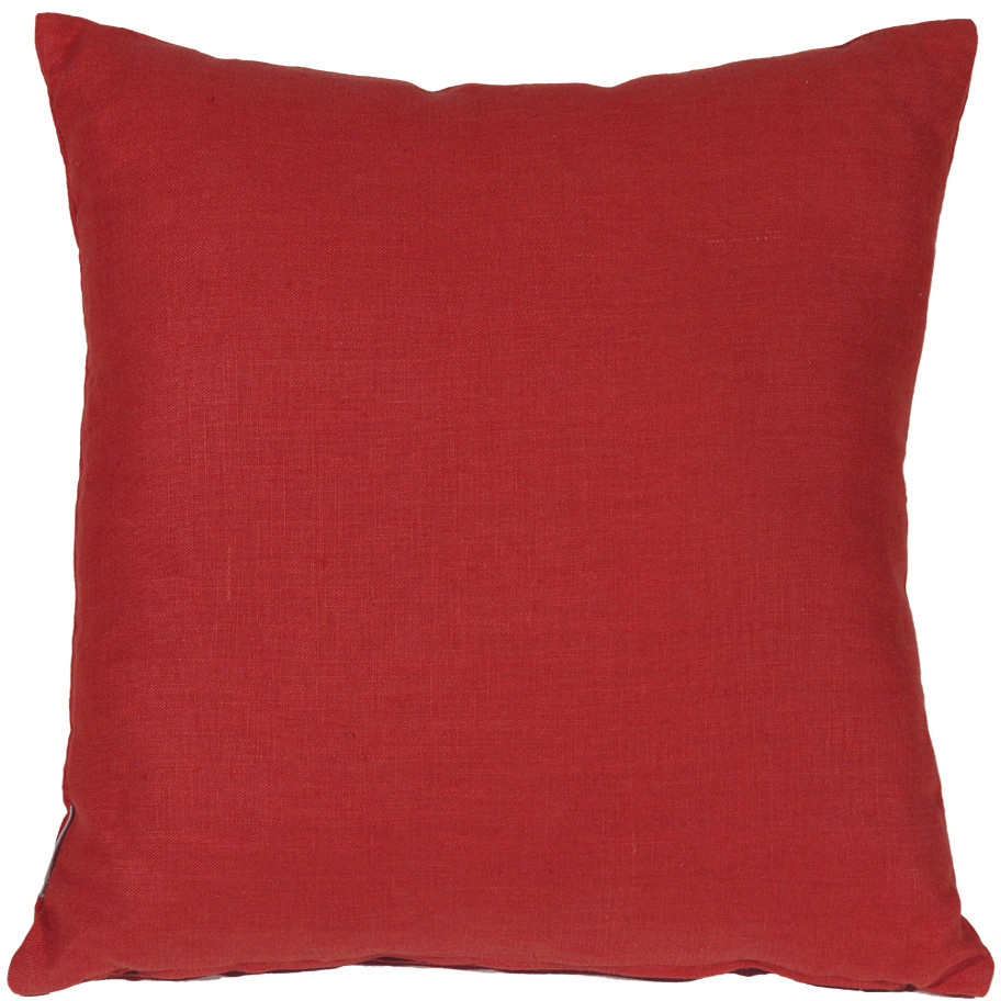 Tuscany Linen Red Throw Pillow 22x22, With Polyfill Insert