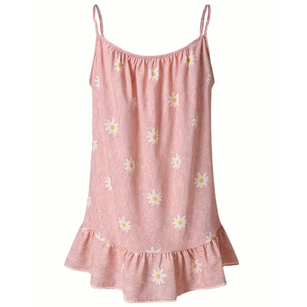 Daisy Print Cami Top, Casual Summer Sleeveless Top, Women's Clothing - Pink, XXL