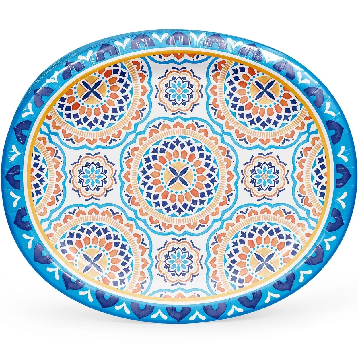 Member's Mark Medallion Mix Oval Paper Plates, 10 X 12 (50 Count)