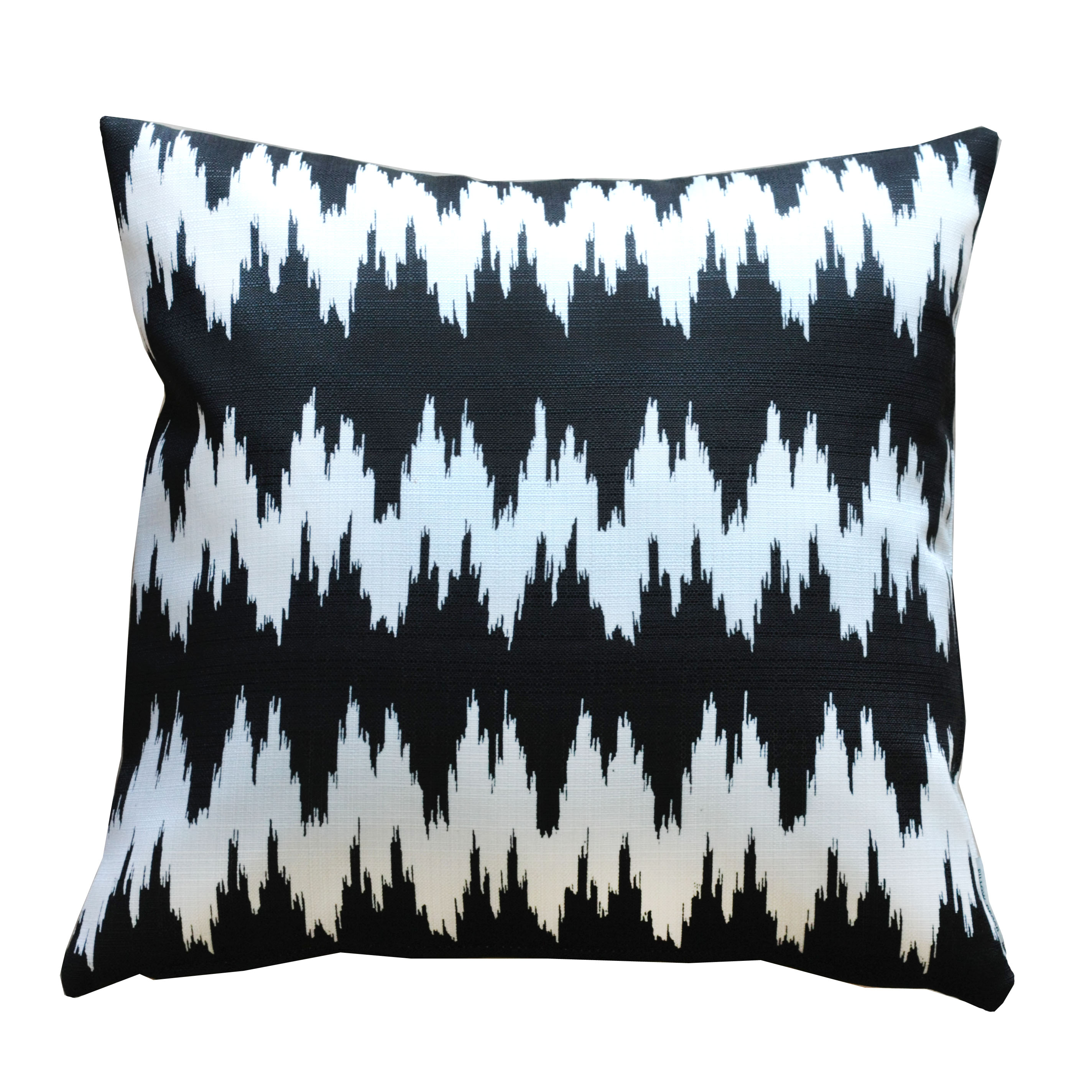 Pillow Decor - Ikat Stripe Black And Cream Throw Pillow 17x17