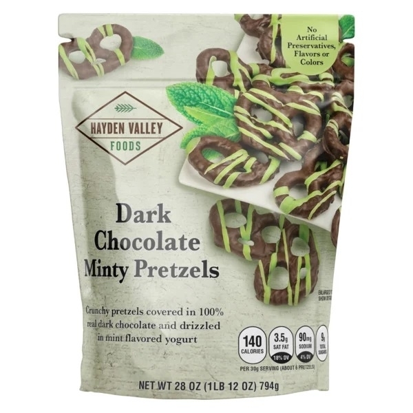 Hayden Valley Farms Dark Chocolate Minty Pretzels, 28 Ounce