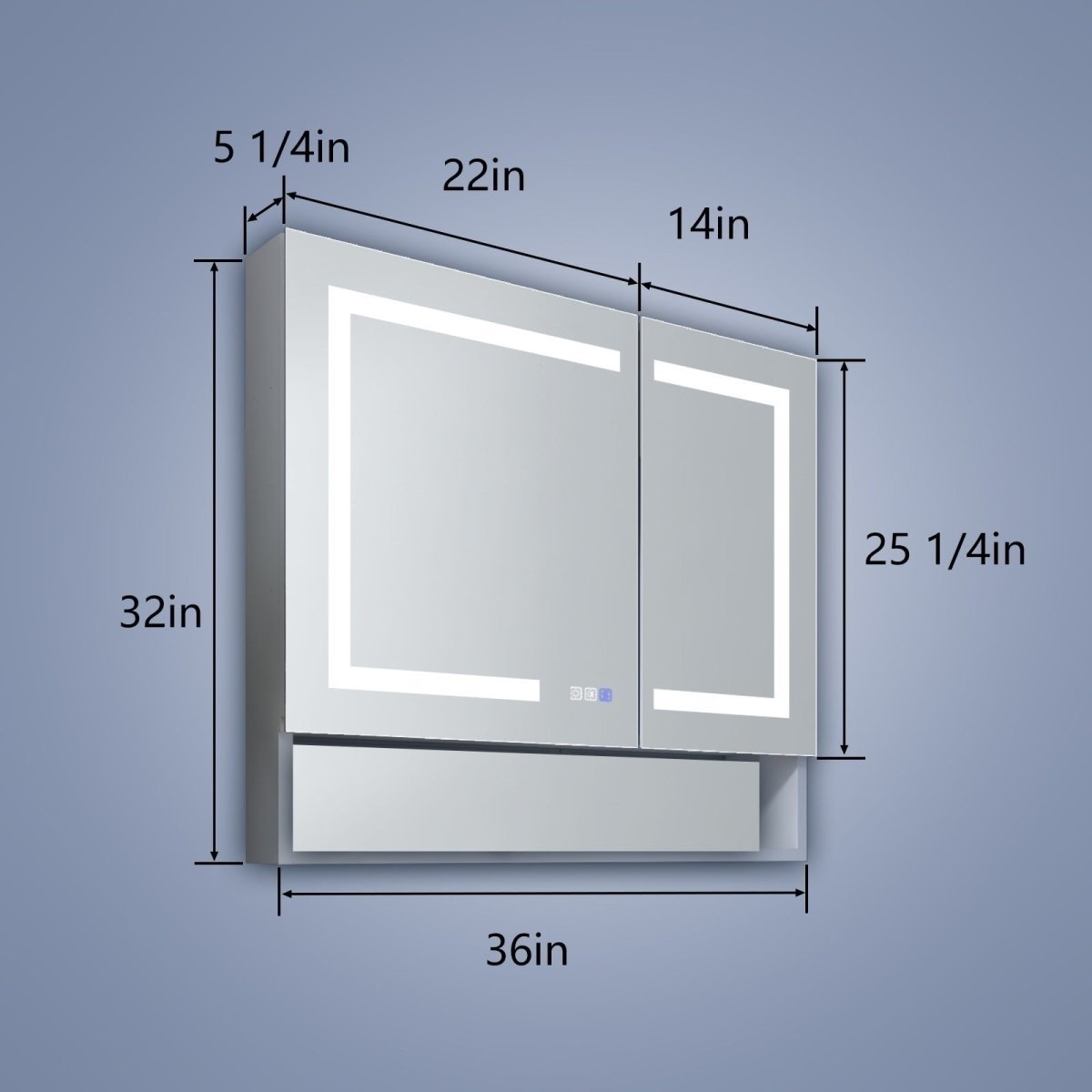 Ample 36 W X 32 H Surface Or Recessed Mount Led Light Medicine Cabinet With Mirror