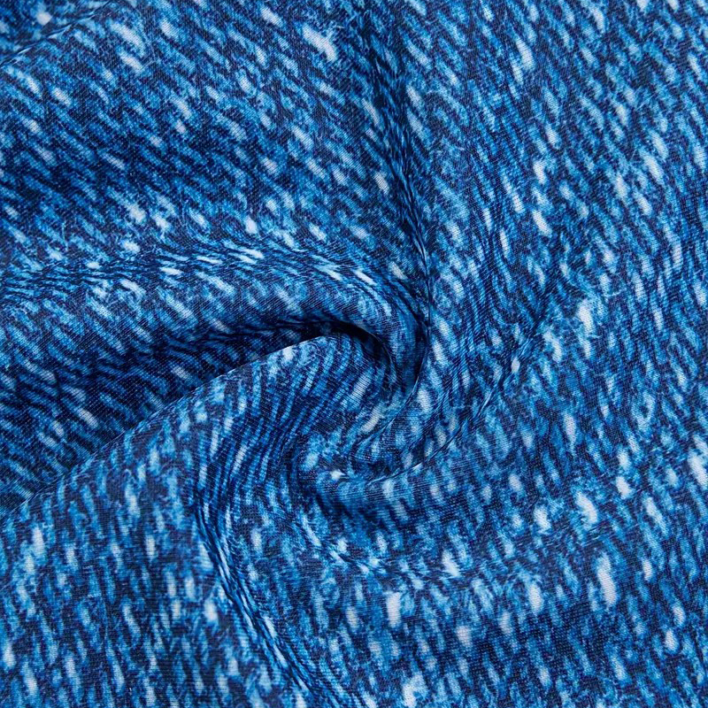 Allover Blue Print Ruffled Hem 2 Piece Set Tankini, Scoop Neck Spaghetti Strap High Stretch Swimsuits, Women's Swimwear & Clothing - XL