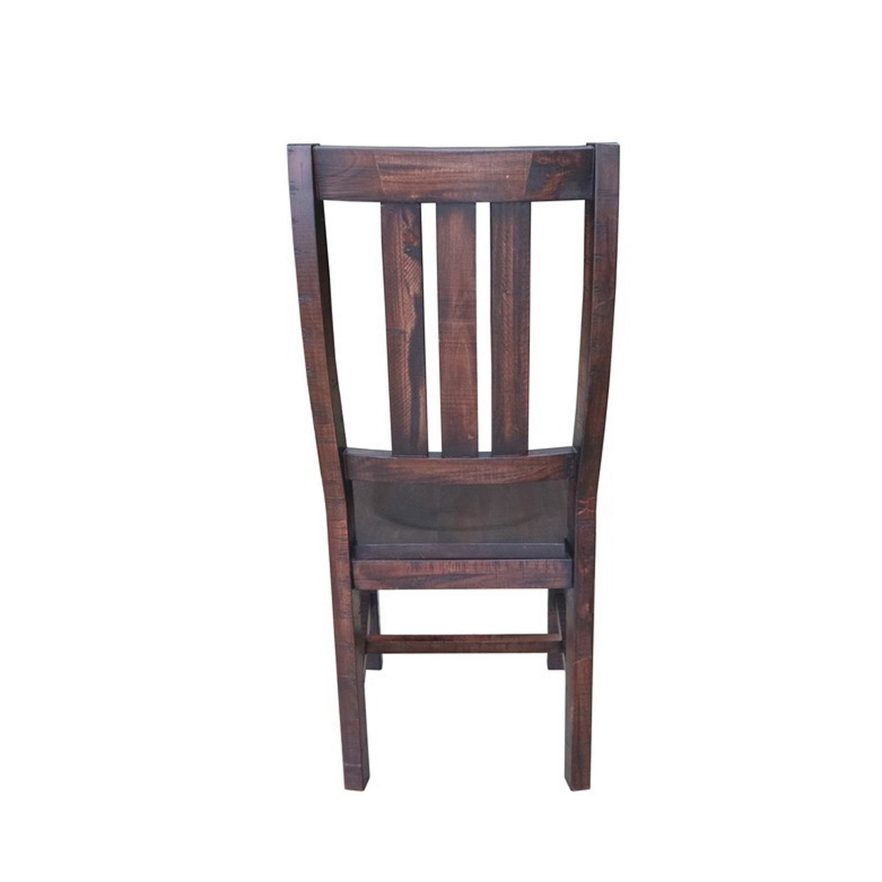 Ben 18 Inch Side Chair, Set Of 2, Slatted Back, Rustic Brown Mahogany Wood- Saltoro Sherpi