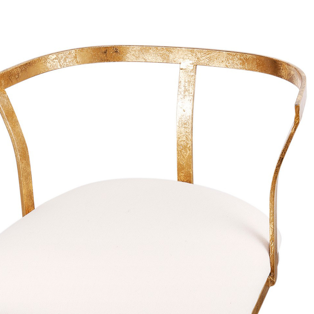Tees 19 Inch Chair, Foam Padded Seat, Open Iron Back, Modern, Gold, White- Saltoro Sherpi