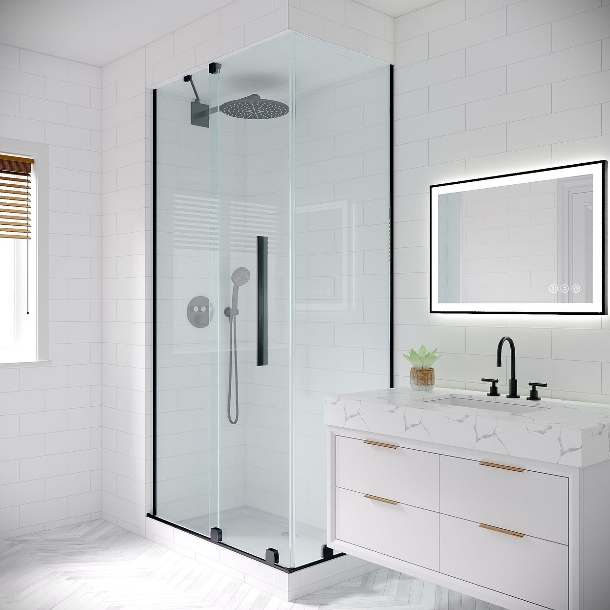 Apex-Noir 20x28 Framed LED Lighted Bathroom Mirror