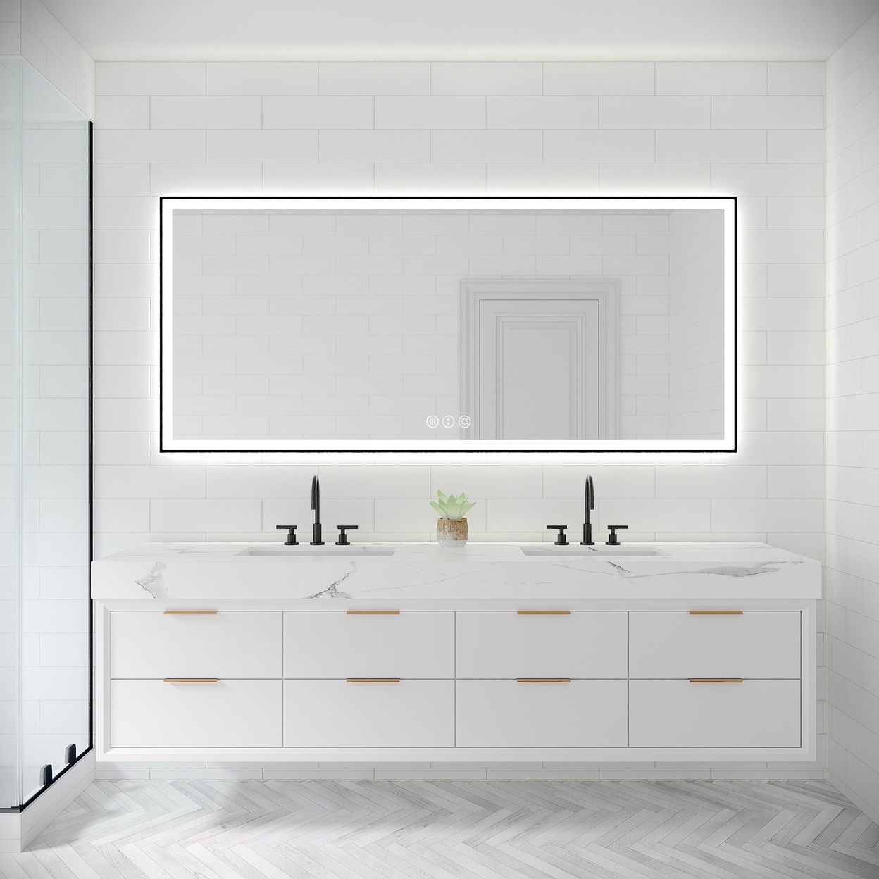 Apex-Noir 72x32 Framed LED Lighted Bathroom Mirror