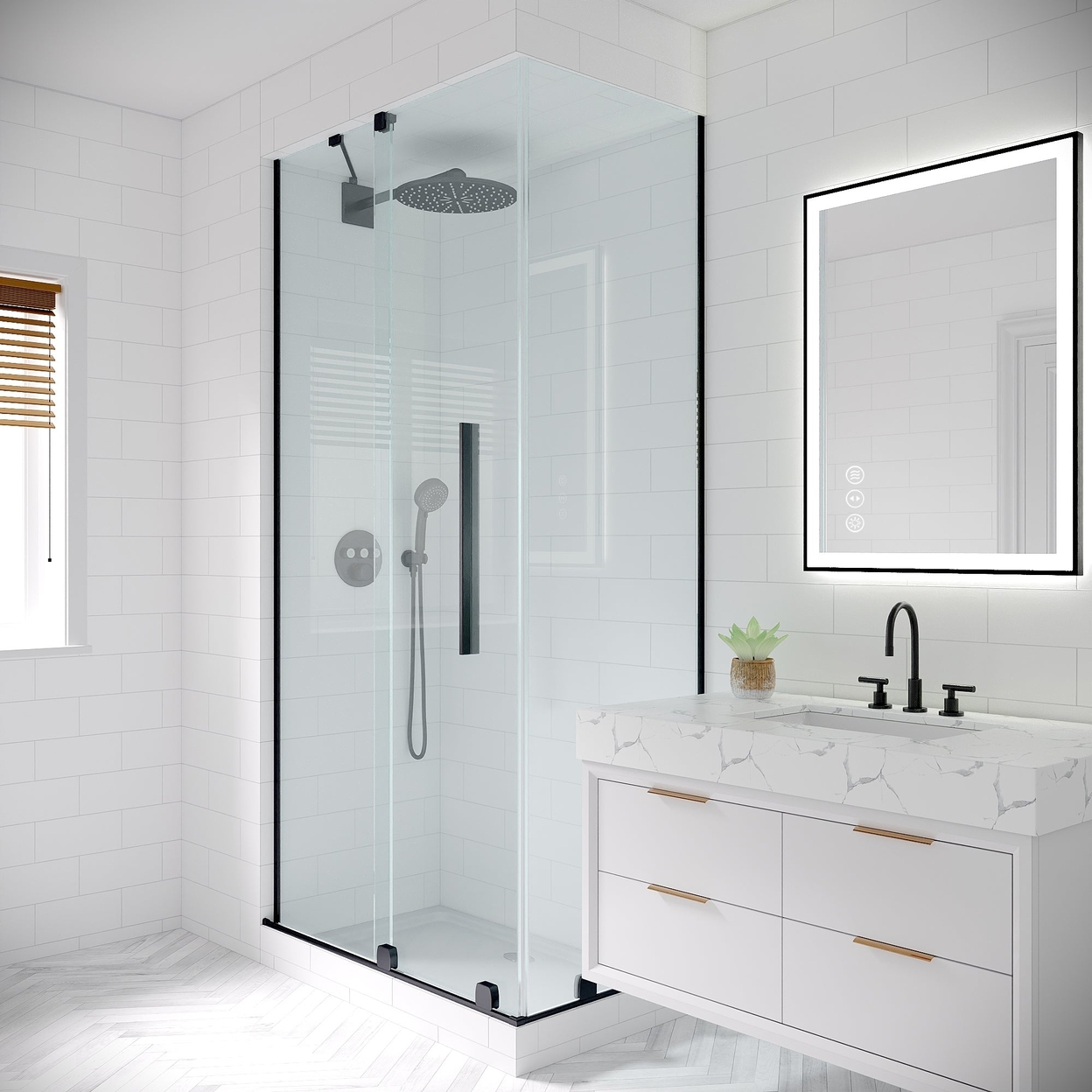 Apex-Noir 24x32 Framed LED Lighted Bathroom Mirror