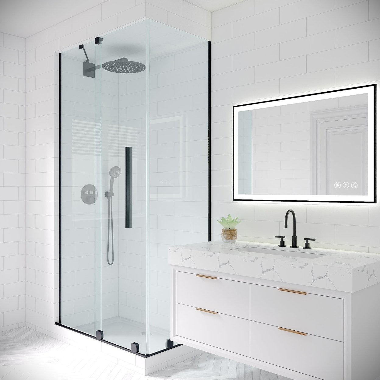 Apex-Noir 24x36 Framed LED Lighted Bathroom Mirror