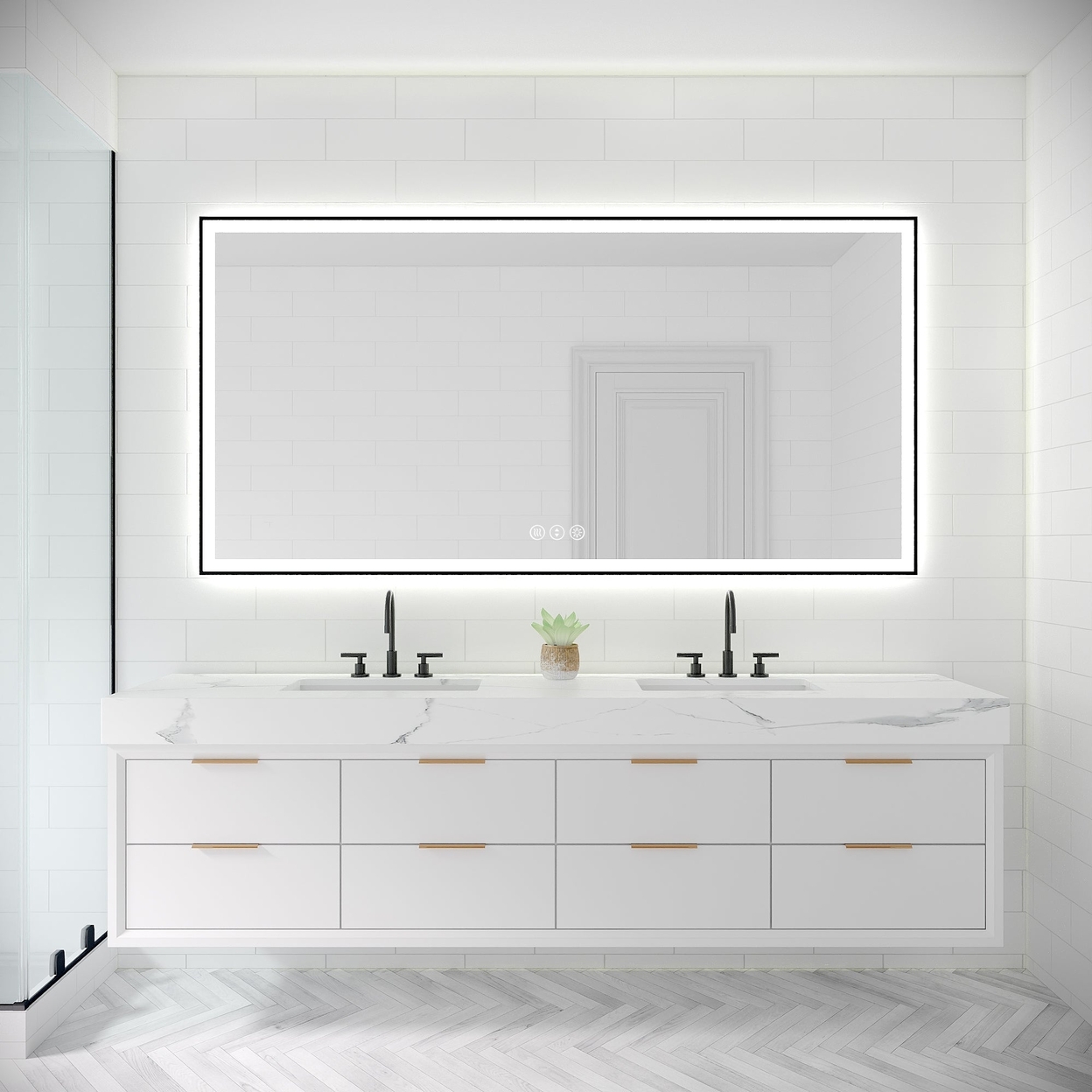 Apex-Noir 72x36 Framed LED Lighted Bathroom Mirror