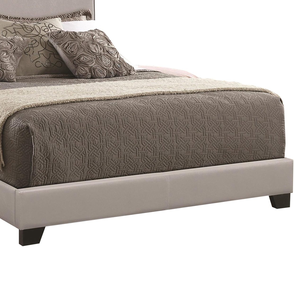 Leather Upholstered Twin Size Platform Bed, Gray- Saltoro Sherpi