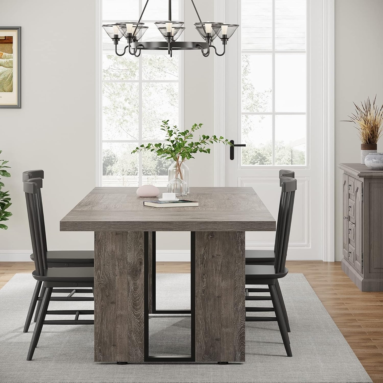 Tribesigns 71 Large Dining Table For 6 To 8 People, Rustic Farmhouse Style Dinner Table, Rectangular Dining Table - Grey