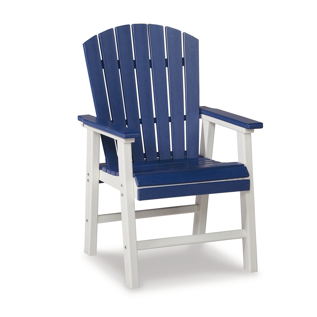 27 Inch Outdoor Dining Armchair Set Of 2, Outdoor Slatted, Blue, White - Saltoro Sherpi