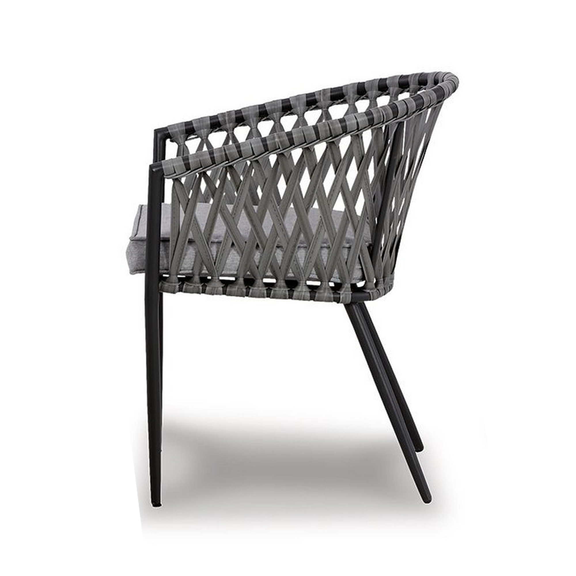 Plum 24 Inch Outdoor Dining Chair Set Of 4, Woven Wicker, Steel Frame, Gray - Saltoro Sherpi