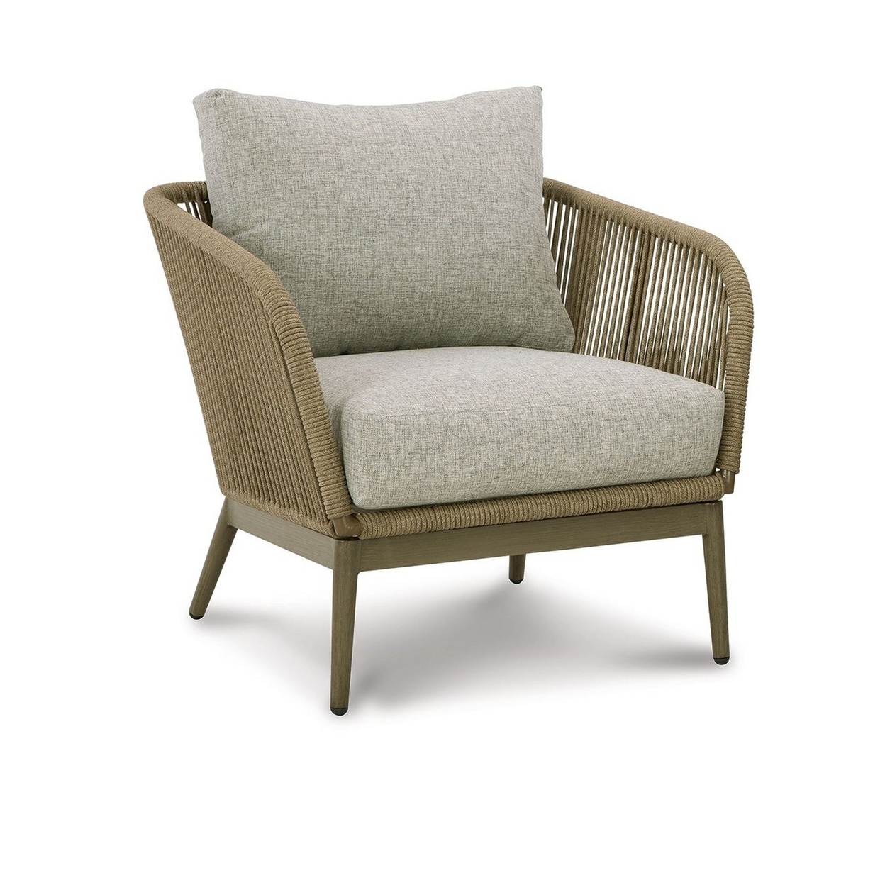 Sven 34 Inch Outdoor Lounge Chair Set Of 2, Cushions, Rope, Aluminum, Brown - Saltoro Sherpi