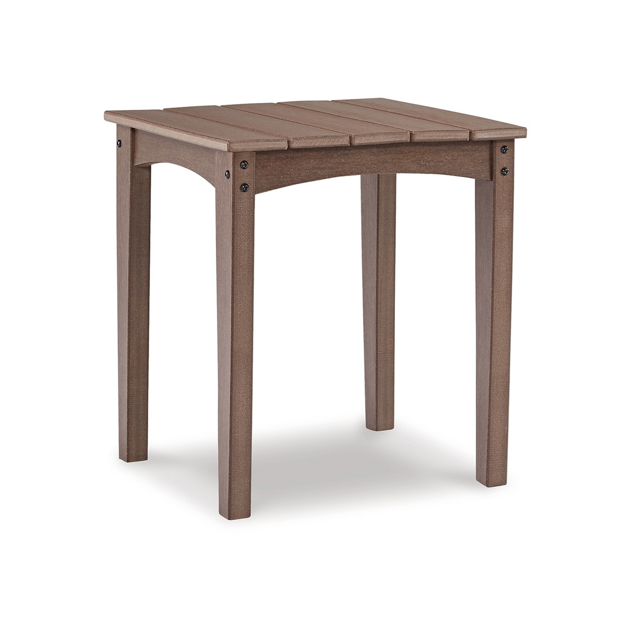 Emme 21 Inch Outdoor Side End Table, Square Slatted Top, Brown Frame - Saltoro Sherpi