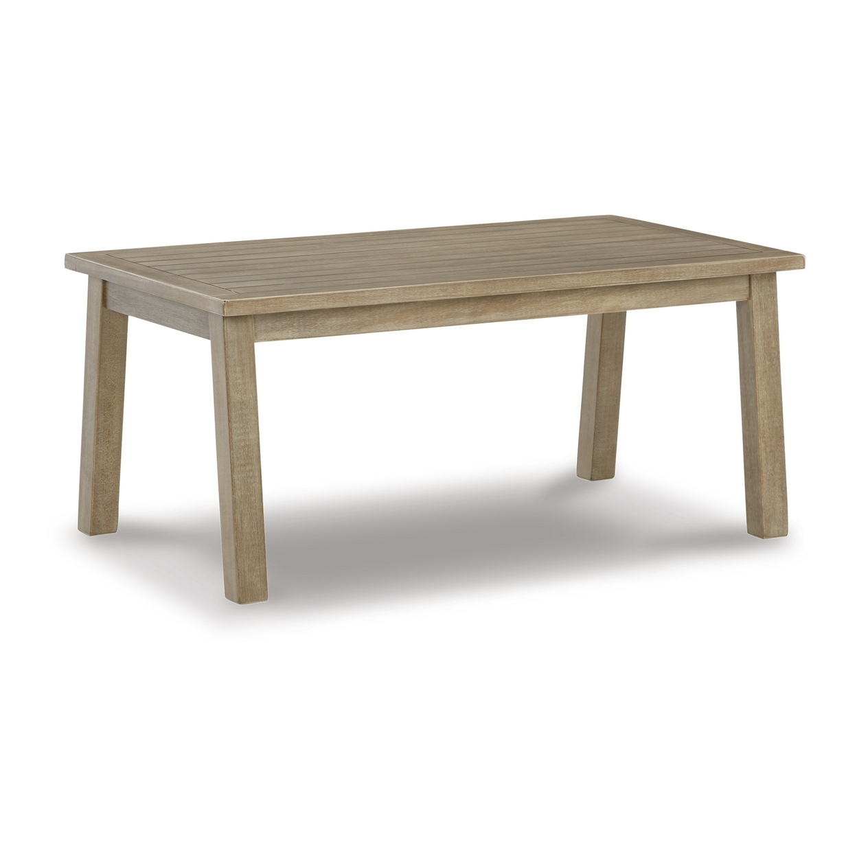 Bern 39 Inch Outdoor Coffee Table, Slatted Top, Brown Eucalyptus Wood - Saltoro Sherpi