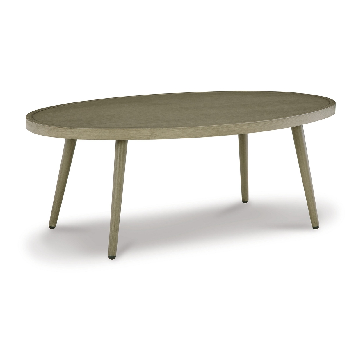 Sven 48 Inch Outdoor Coffee Table, Oval Top And Aluminum Frame, Brown - Saltoro Sherpi