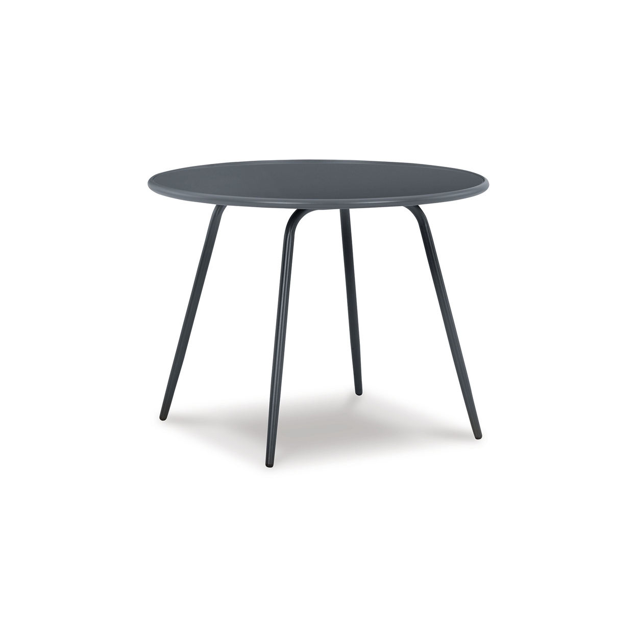 Plum 35 Inch Outdoor Dining Table, Round Glass Top, Gray Steel Frame - Saltoro Sherpi