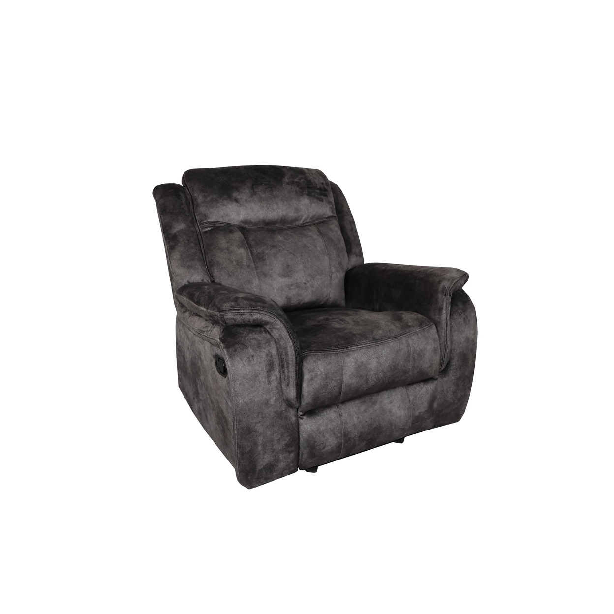 Harbor 39 Inch Manual Recliner Chair, Pocket Coils, Gray Faux Suede Velvet - Saltoro Sherpi