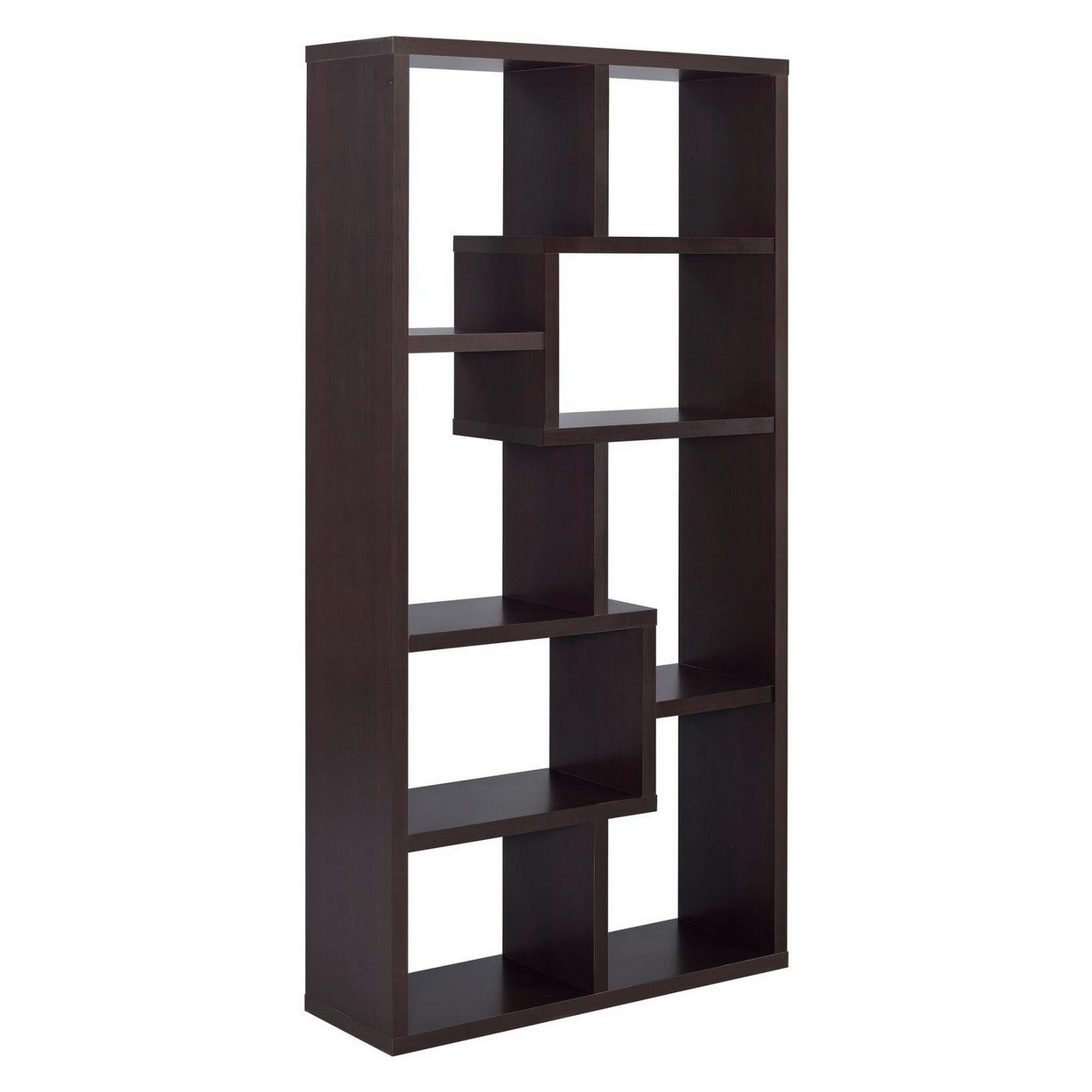 Contemporary Asymmetrical Cube Bookcase, Brown- Saltoro Sherpi