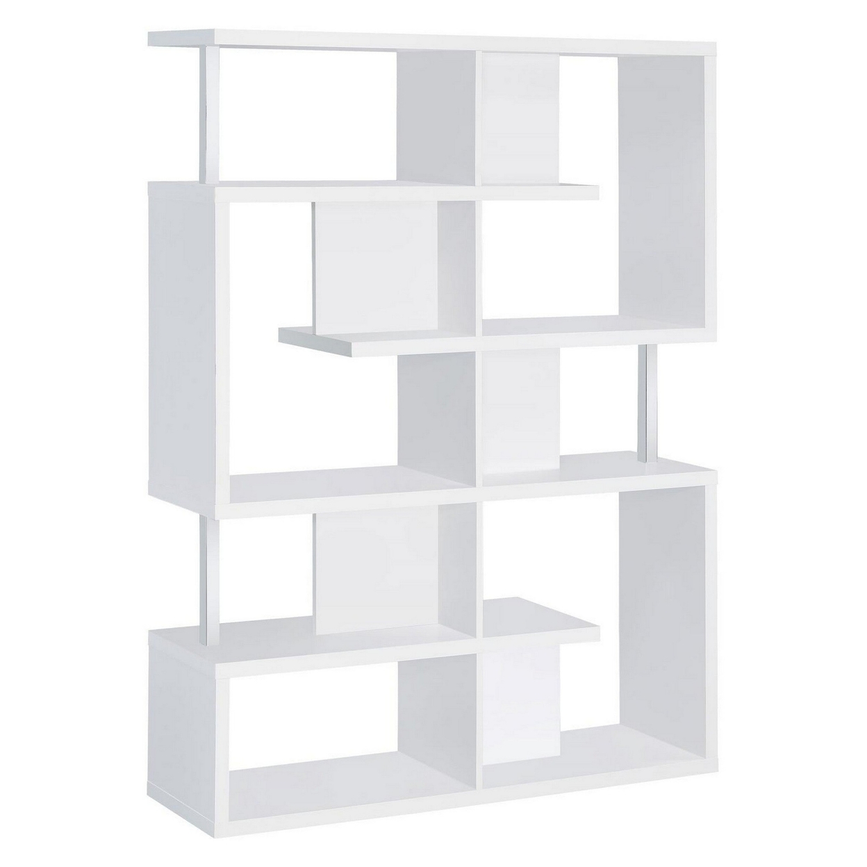 Splendid White Bookcase With Chrome Support Beams- Saltoro Sherpi