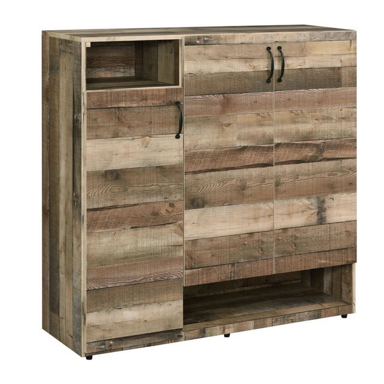 3 Door Wooden Shoe Cabinet With Multiple Storage Compartments, Brown- Saltoro Sherpi