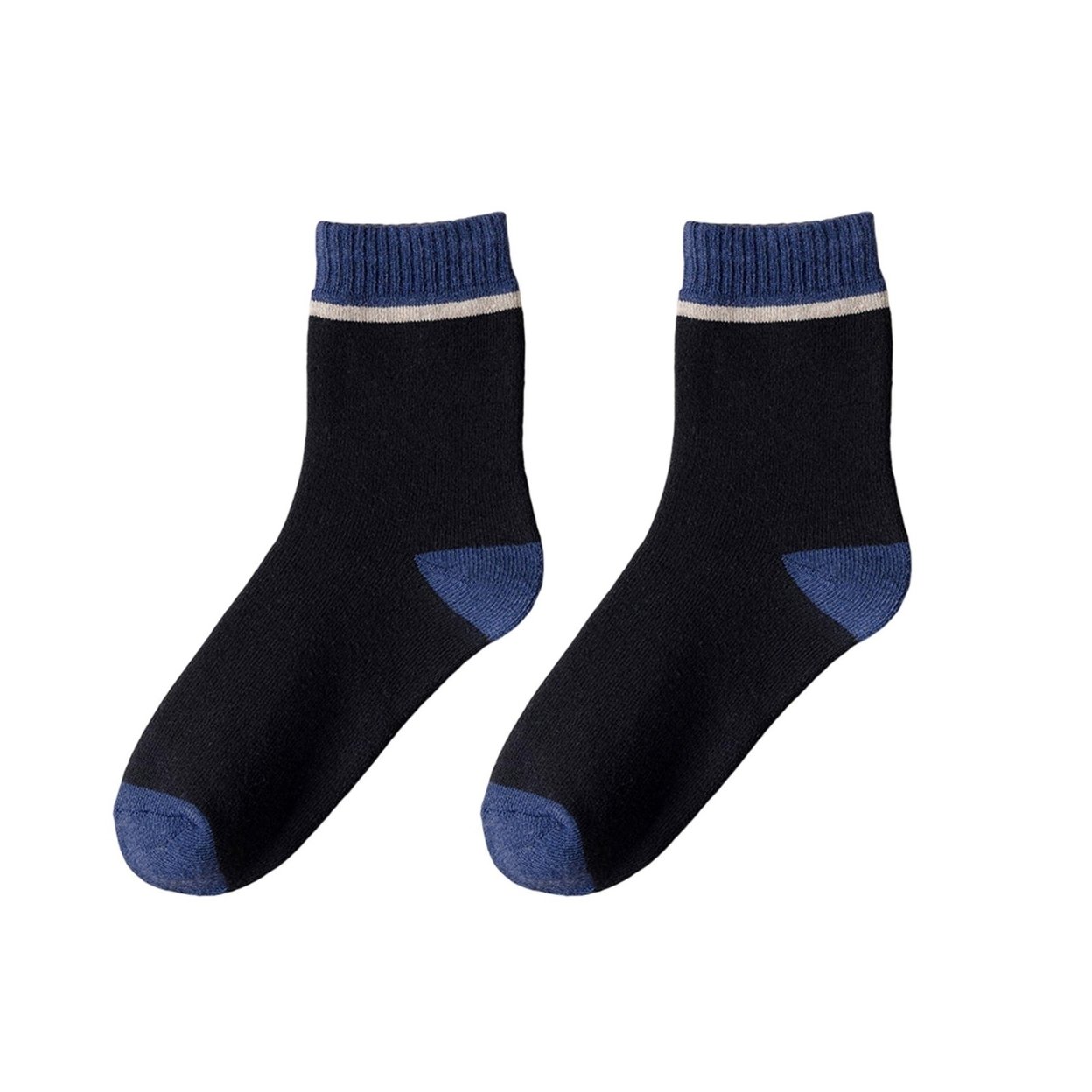 1 Pair Mid Calf Socks Contrast Color Moisture Wicking Thickened Stretchy Terry