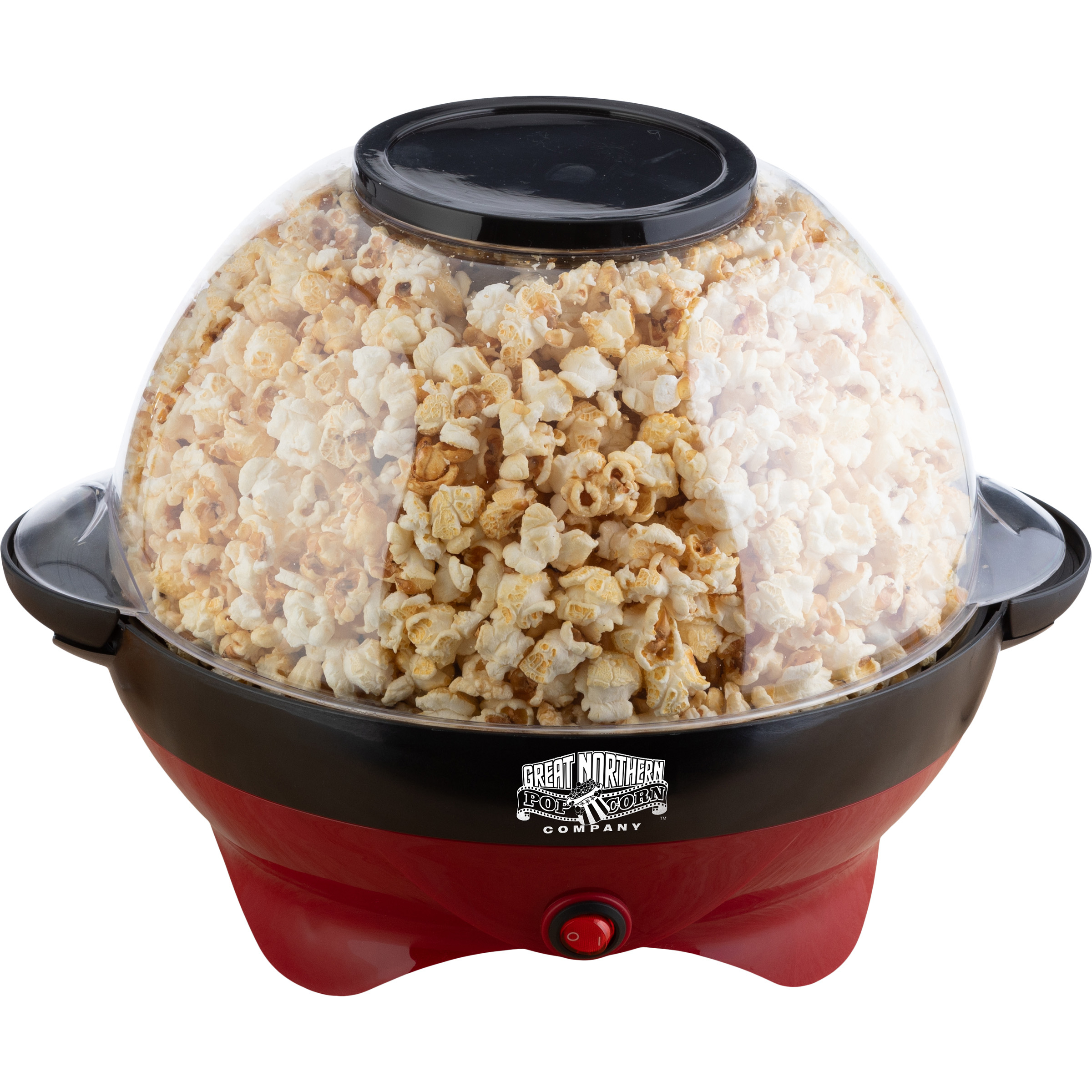 Electric Pop And Stir Popcorn Maker Machine With Built-In Stirrer And Serving Bowl - Red